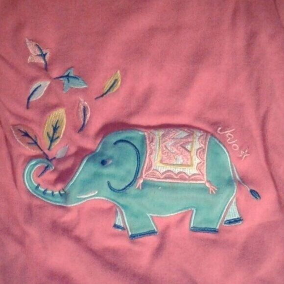 JoJo Maman Bebe 2 piece pajama Set Pink Teal Elephant Longsleeve Size 4-5 Years - Picture 2 of 7